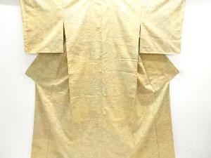 未使用品　仕立て上がり　草花模様手織り節紬付け下げ着物